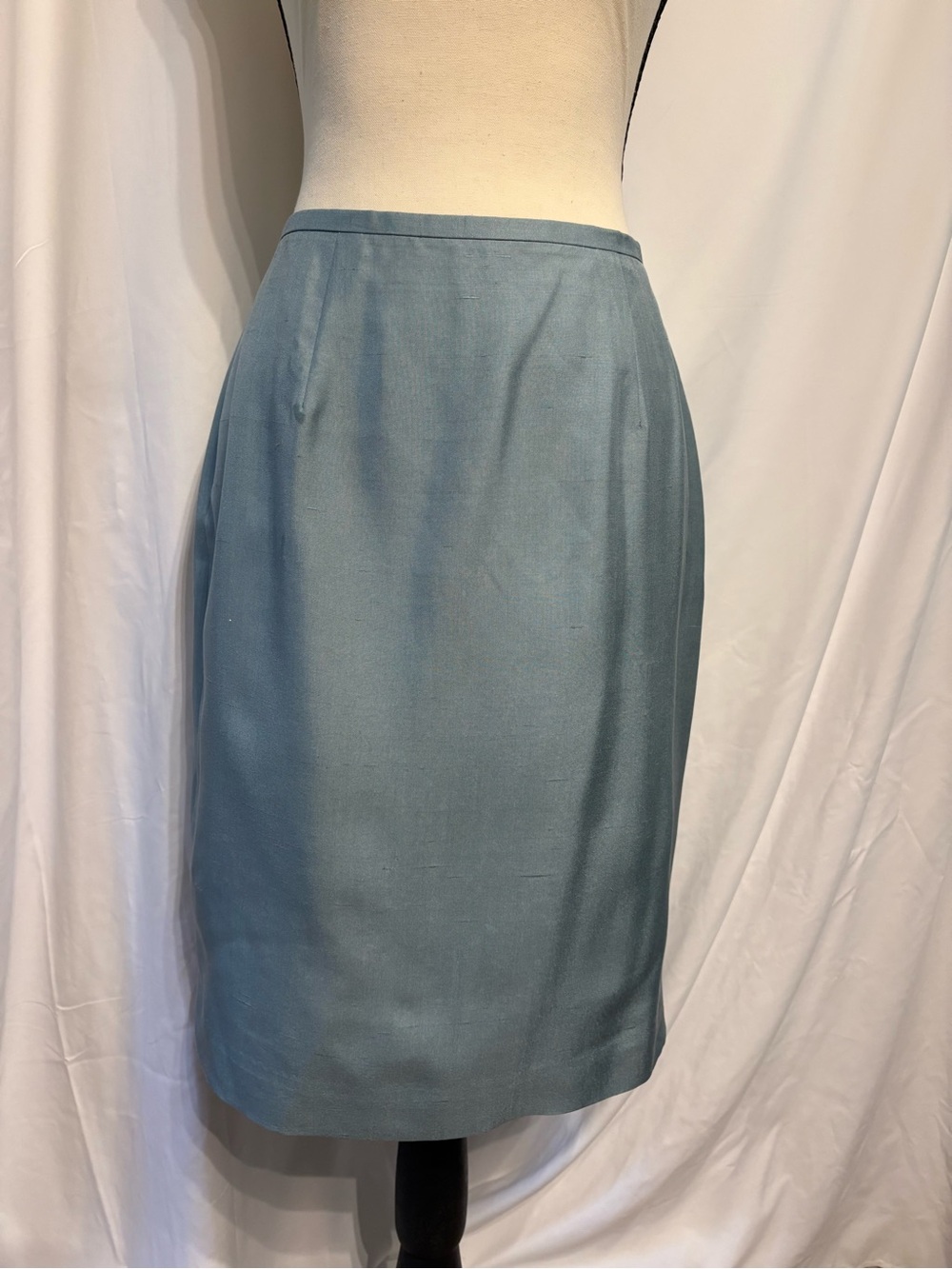Ann Taylor Workwear Officewear Silk Dusty Blue Pencil Skirt Sz 6